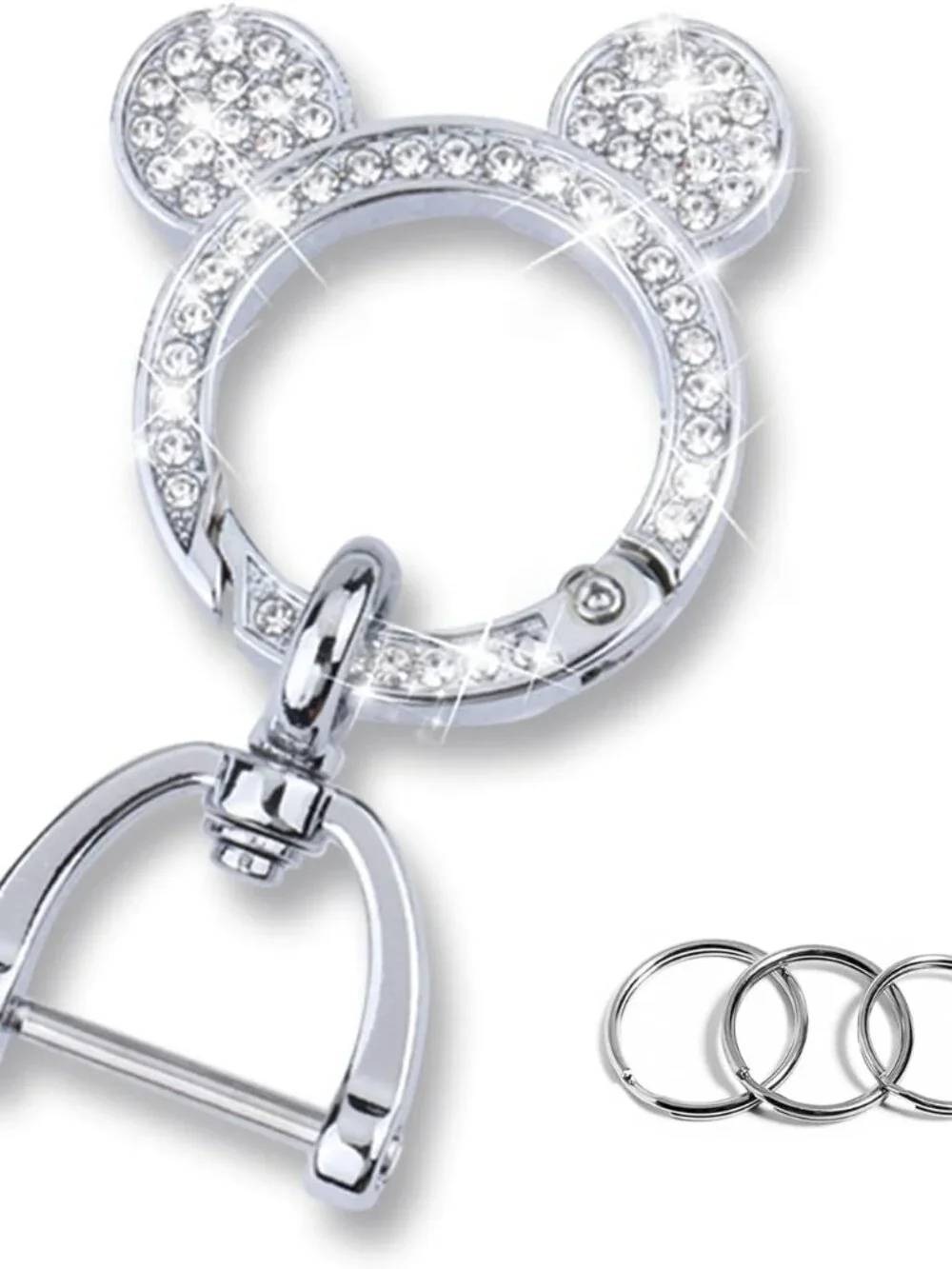 Crystal Rhinestone Mickey Head‎ Keychain Lots of Bling